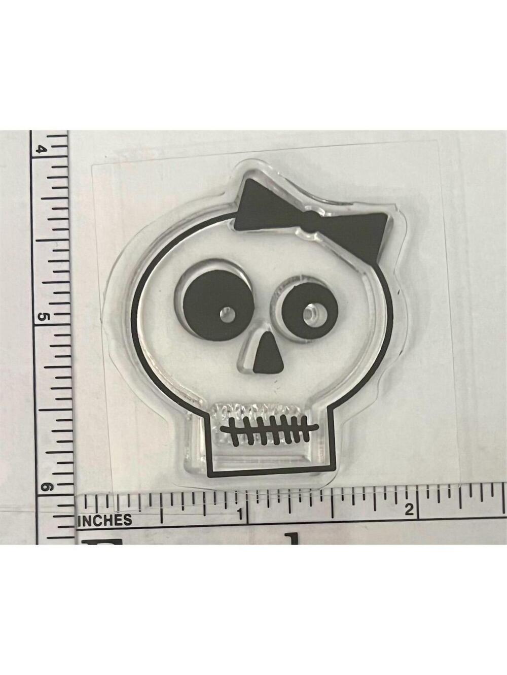 Wilton Skull With Bow Cling Stamp Halloween Scrapbooking Card Making Crafts
